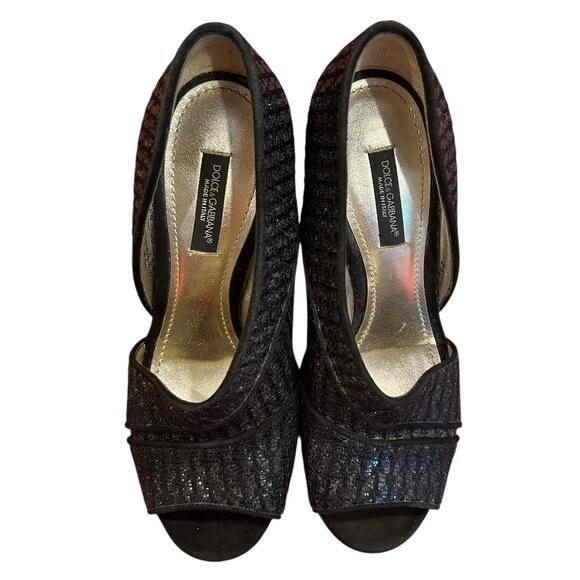 DOLCE & GABBANA Black Stilettos Heel D'orsay Pump Shoes Women's Size EU 35, US 5 - Picture 3 of 11